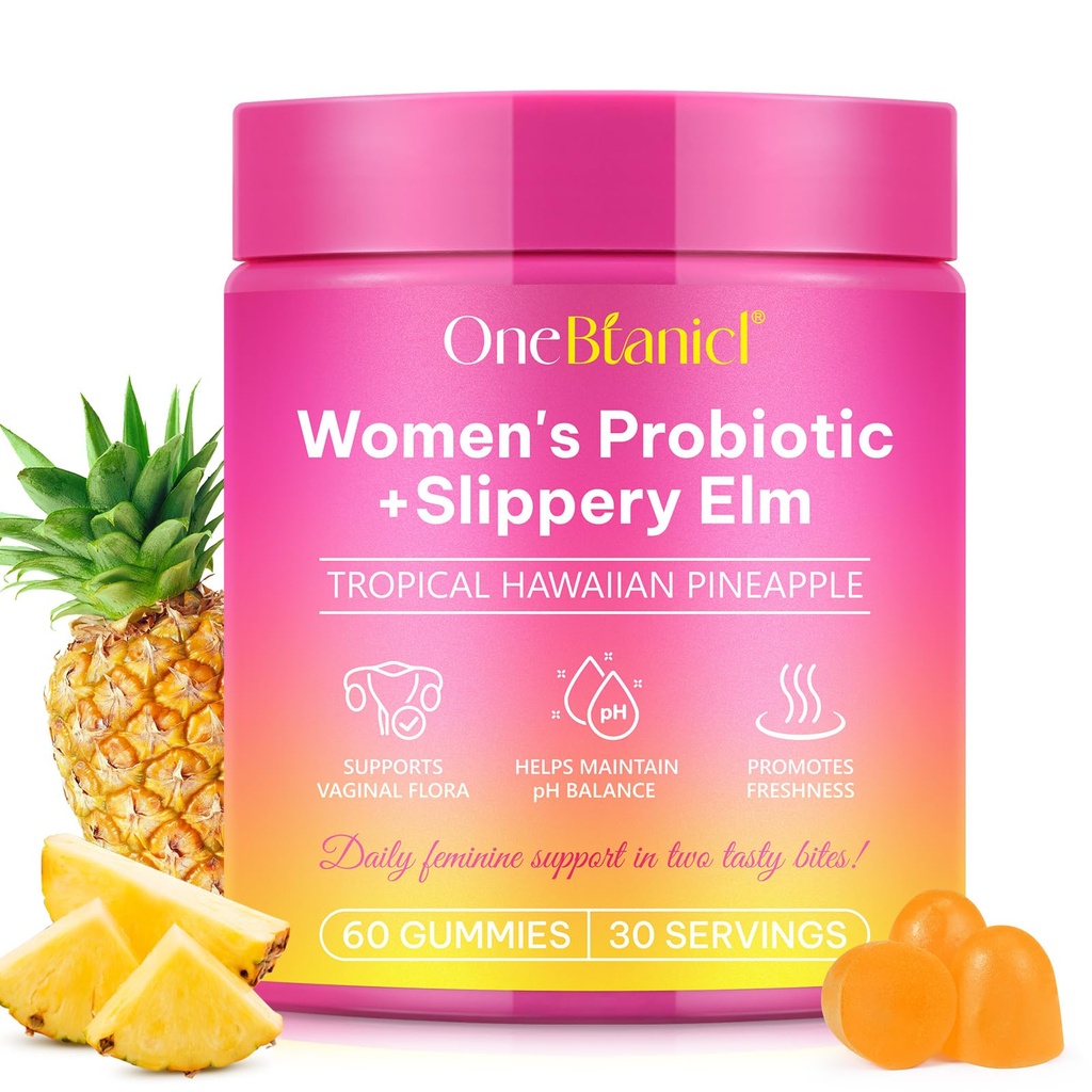 Vrouwelijke Probiotica Gummies,Vaginale Vrouwen Probiotic,Vrouwelijke Balance pH Gummies for Healthy Odor,Improve Immune,Support Vaginale Gezondheid, met Slippery Elm(60 Gummies)