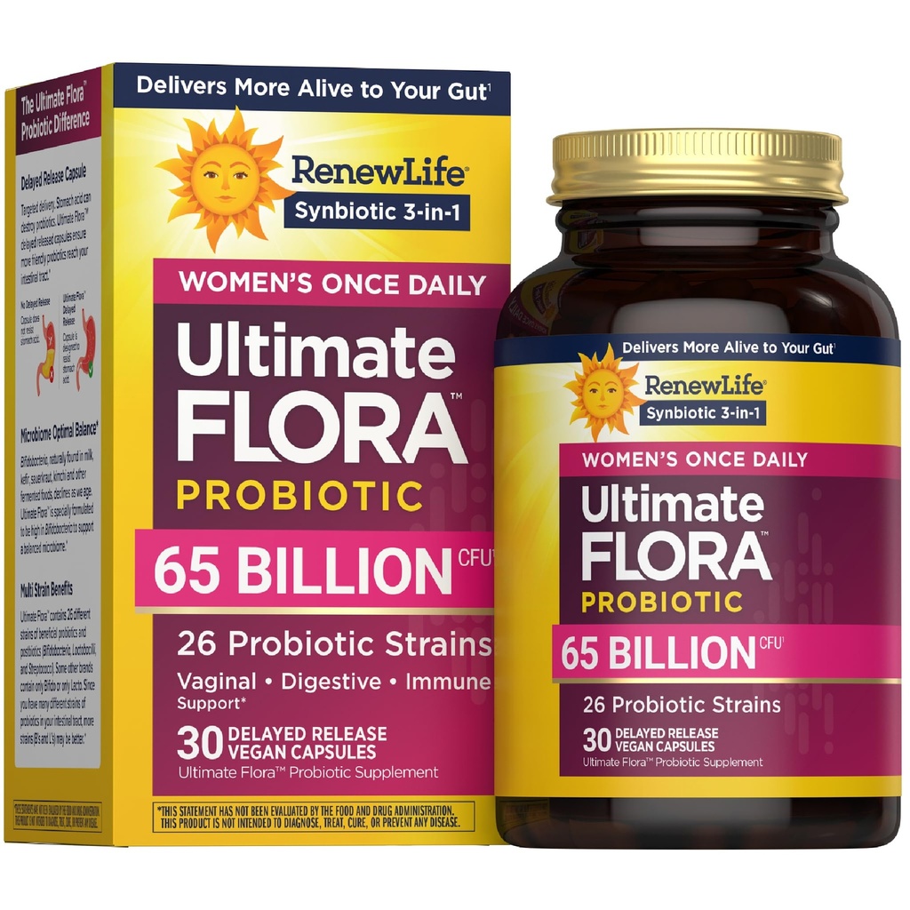 Renew Life Ultimate Flora Probiotics for Women 65 Miljard CFU Delayed Release Vegan Capsules 