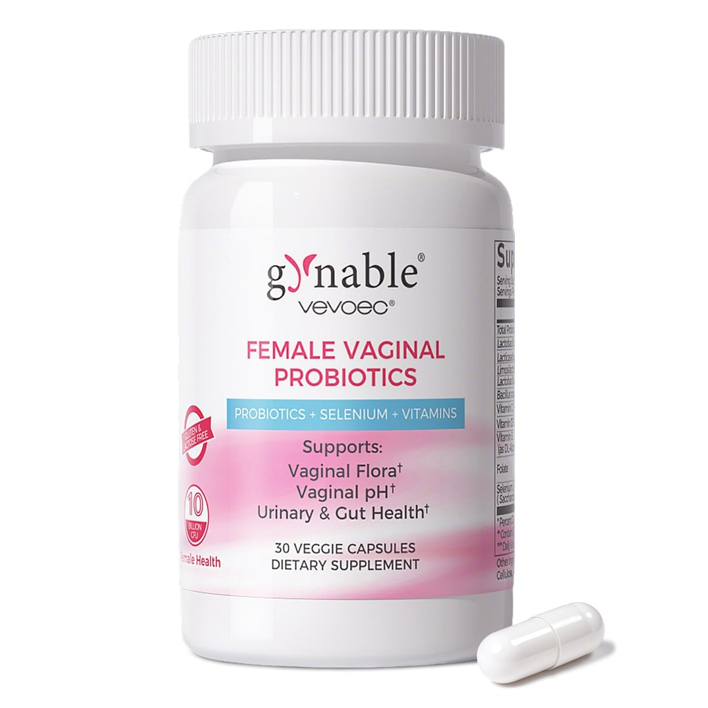 Gynable Vaginale Probiotica voor vrouwen- Vrouwelijke Probiotica voor pH-balans,Verhoogd tot 10 miljard CFU Probiotica Odor Control, Gist Balance, Promote Gezonde Vaginale Flora & Vrouwelijke Gezondheid