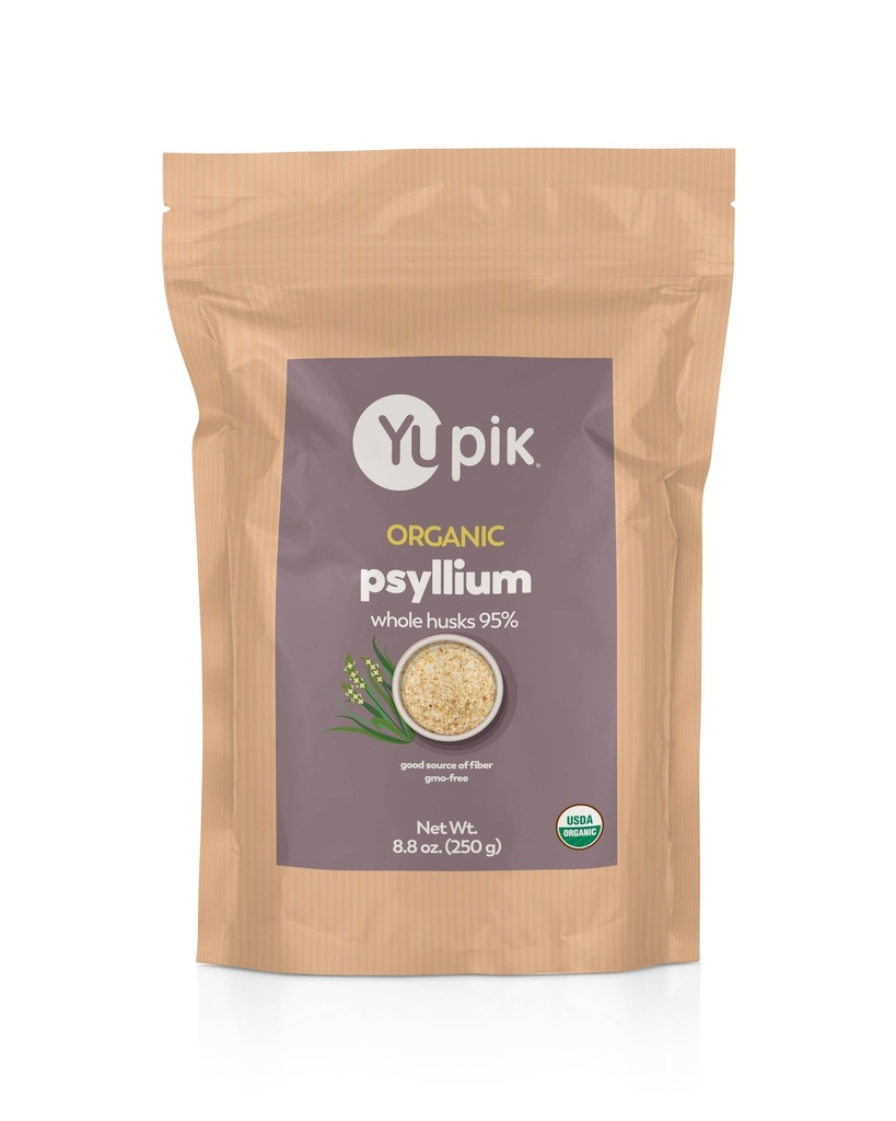 Yupik Organic Whole Husk Psyllium 8,8 Oz (verpakking van 6), 95% zuiverheid, oplosbare vezels, USDA gecertificeerd, niet-GMO, kosjer, glutenvrij, suikervrij en vetvrij, ongearomatiseerd, plantaardig