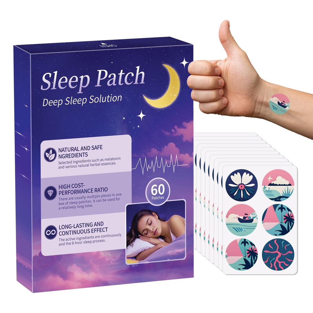 Sleep Patches for Adults, 60 Pack Upgraded Deep Sleep Patches, Formulated with All Natural Ingredients, Long-Lasting Night Comfort for Both Men and Women, Easy to Use All Night Long-B03