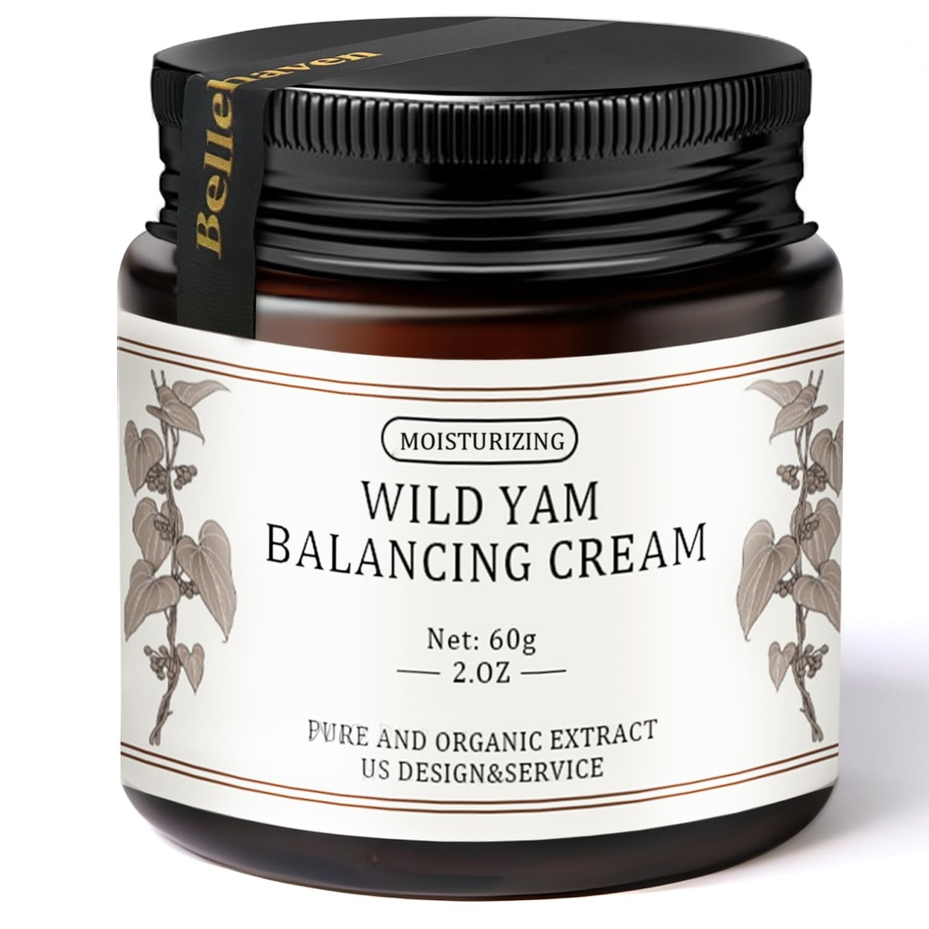 BelleHaven Wild Yam Cream – Formula Enhancement-Plant-Based Body Cream with Natural Ingredients, Lavender Scent, for Daily Skincare, 2oz / 60g Menopause