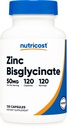 Nutricost Zinkbisglycinaat (50 mg) 120 Vegan Capsules - GGO-vrij, Glutenvrij supplement