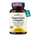 Complete Magnesium Complex 500mg for Women & Men | 120 Capsules | 6 in 1 Mag Supplement with Zinc | Quality Sleep & Muscle Health | Glycinate, Citrate, Malate, Oxide, Aspartate, Lysinate Glycinate