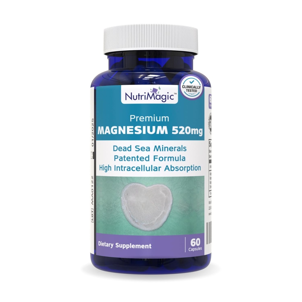 520mg Gepatenteerde hoge absorptie Elementale Magnesium uit oxide, Dead Sea Minerals Complex (1 fles, 2-maand levering (60 capsules))