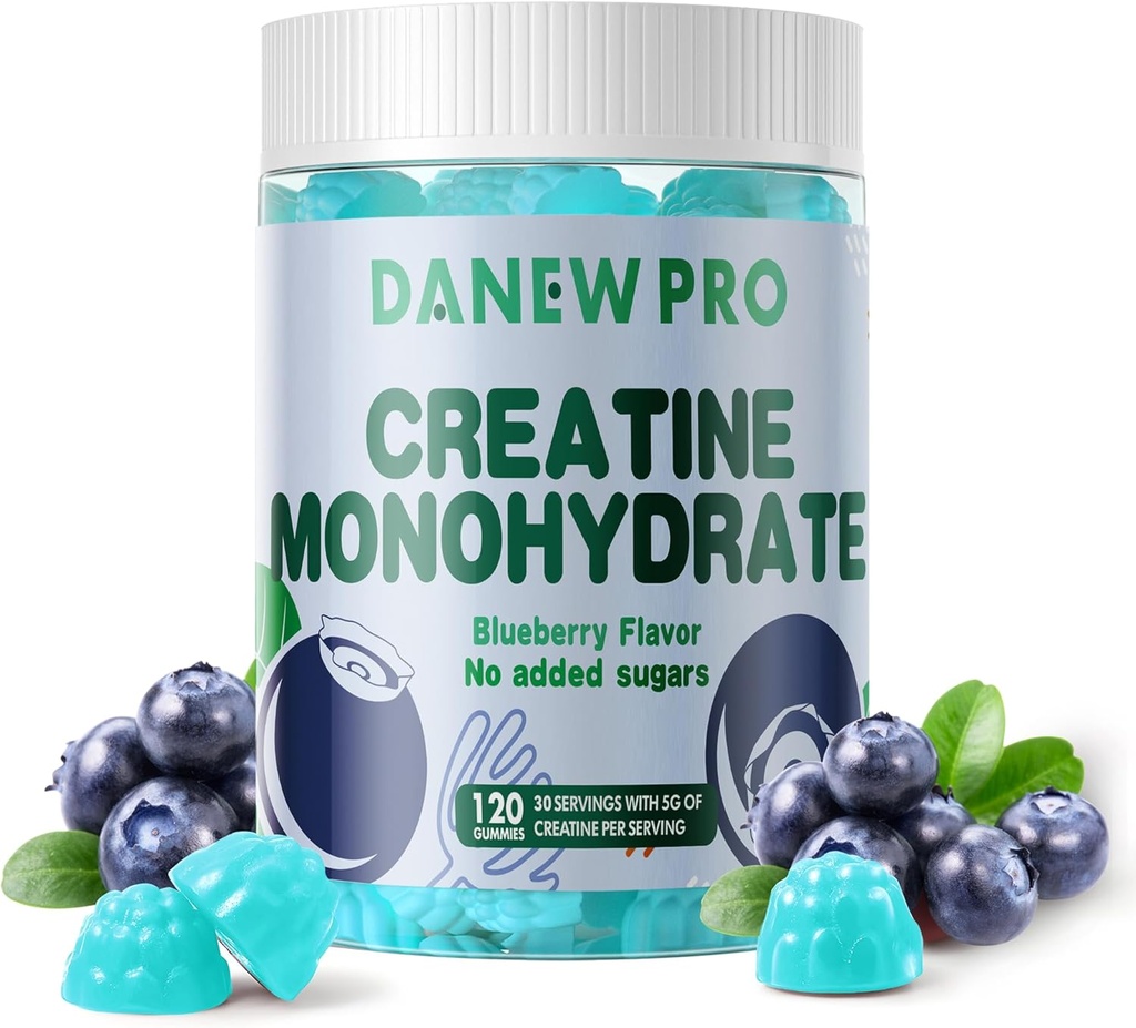 Creatine Monohydraat Gummies 5000mg voor mannen en vrouwen, Creatine Monohydraat voor spierkracht, spier Builder, energie Boost, pre-workout supplement(120 Telling)-Blueberry Flavor