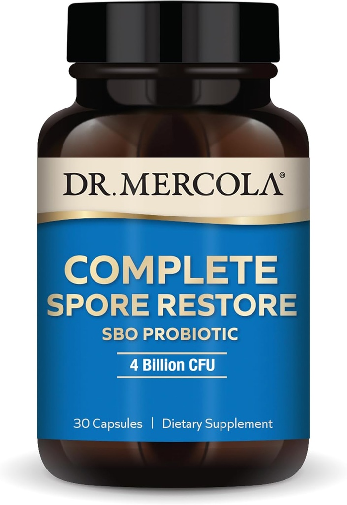 Dr. Mercola Complete Spore Restore, 30 porties (30 capsules), SBO Probiotic, 4 miljard CFU, Dieetsupplement, Ondersteunt gezonde immuunfunctie, Non-GMO