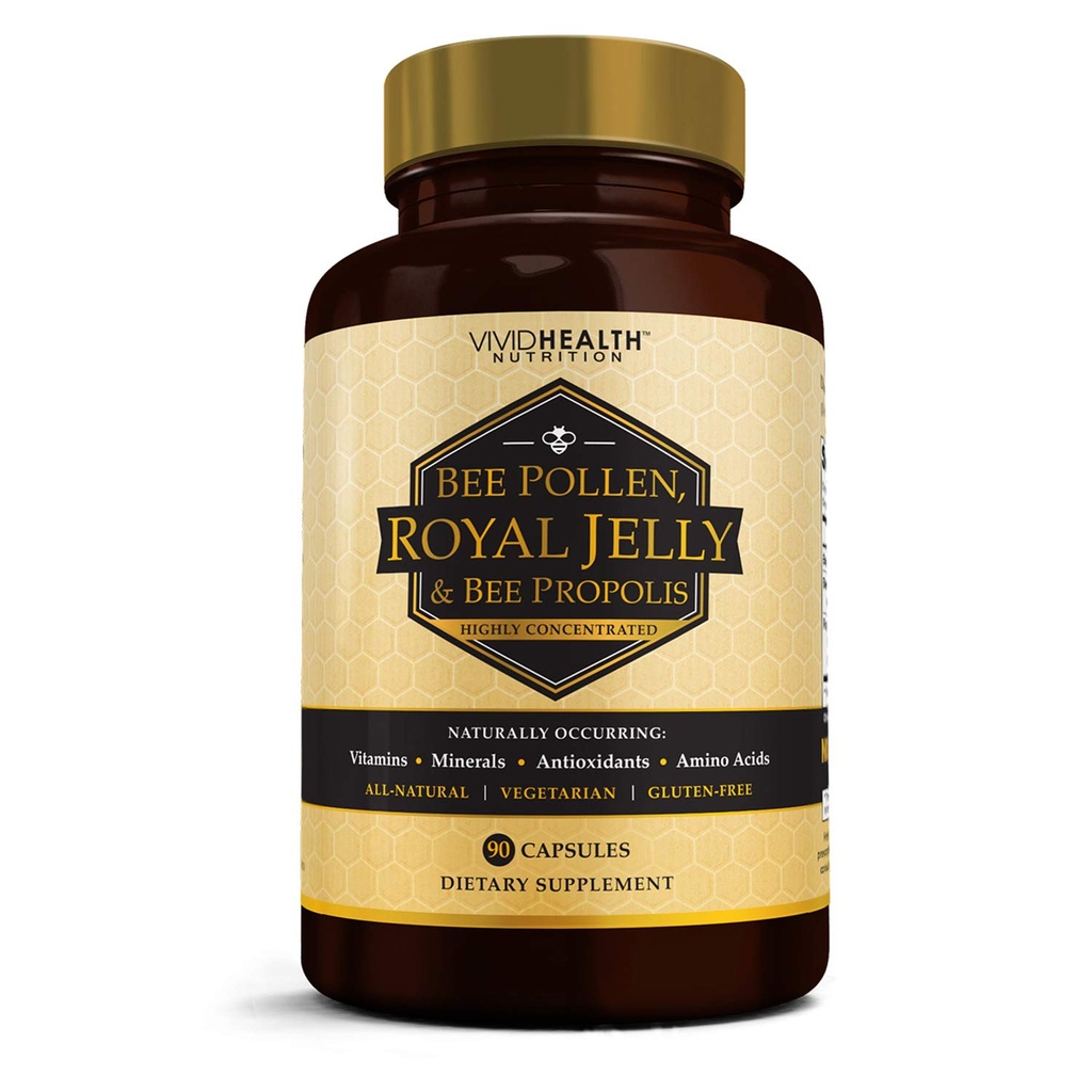 High Potency Royal Jelly en Bee Pollen Capsules, 90 Tellen
