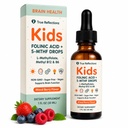 Folinic Acid Drops Kids 800 mcg + L-Methylfolate + B12 +P5P B6 Gentle Methylation Great Taste, Magnesium Glycinate, Vitamin D3 & C Folate Support for Brain,Focus, Mood & Cellular Health 5-MTHF Drops