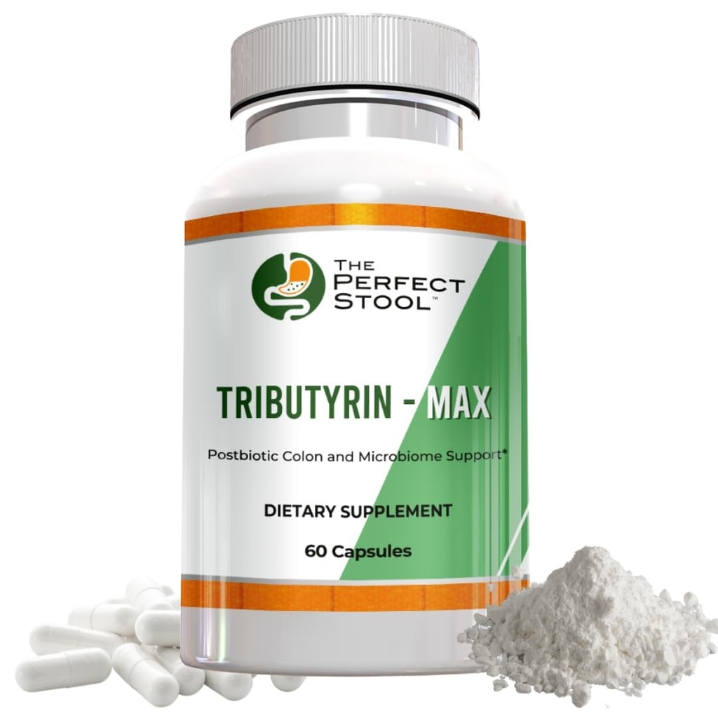 Tributyrine-Max Postbiotic Butyrate Supplement; Bloating, Gas and Leaky Gut Support; Perfect, Clean Wipe Poops; 750 mg Enteric Capsules; 3rd Party Tested Gluten/Dairy-Free