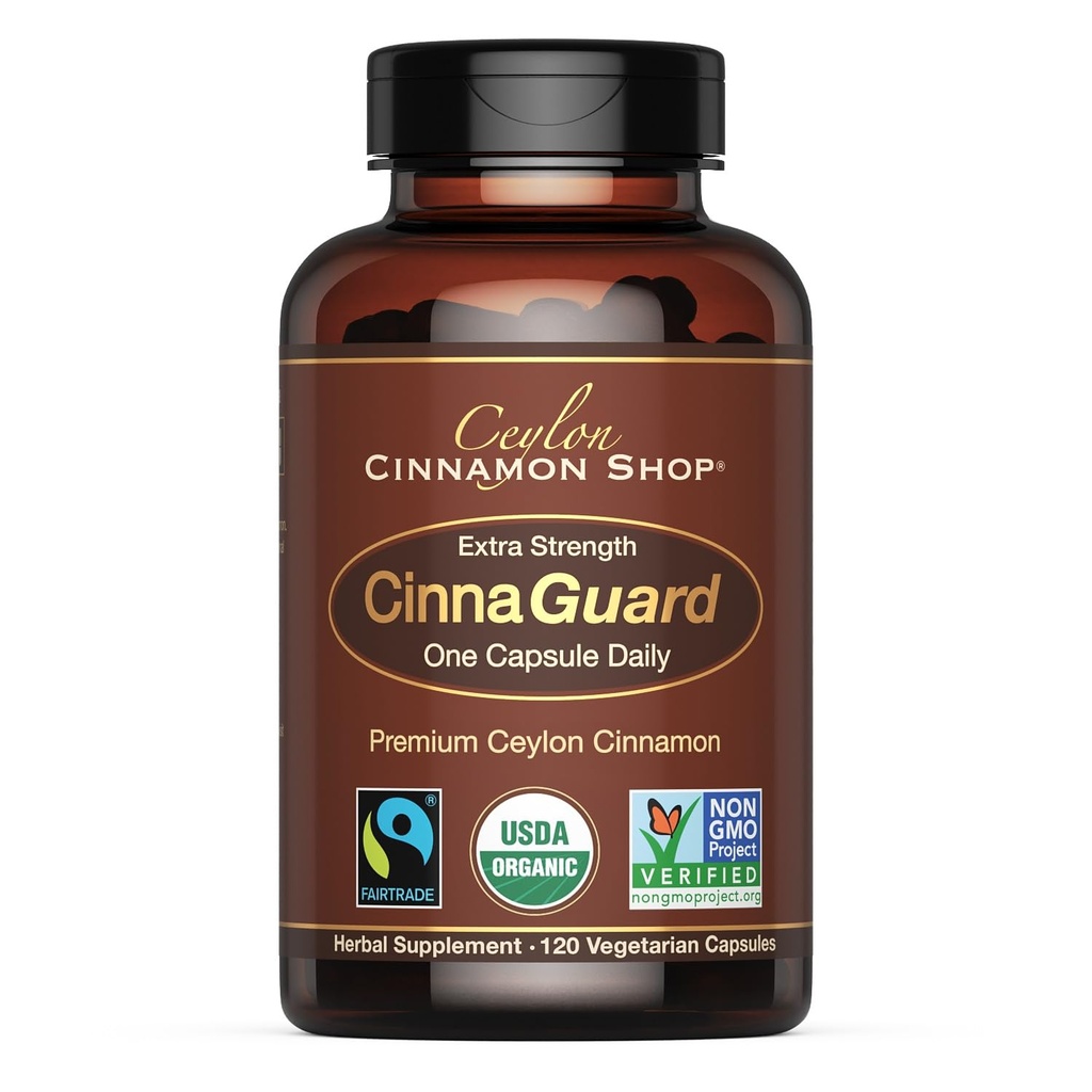 Ceylon Cinnamon Shop CinnaGuardTM Biologische Ceylon Cinnamon Supplement 2500mg per capsule Extra sterkte 4 maanden Levering 120 Aantal - Niet-GMO & Glutenvrije Antioxidant