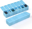 Weekly Small Pill Organizer, 7 dagen pil geval, Dagelijkse Vitamine Case Medicine Box, Pill Containers voor Medicine Supplementen Visolie(2Pcs,Blauw)