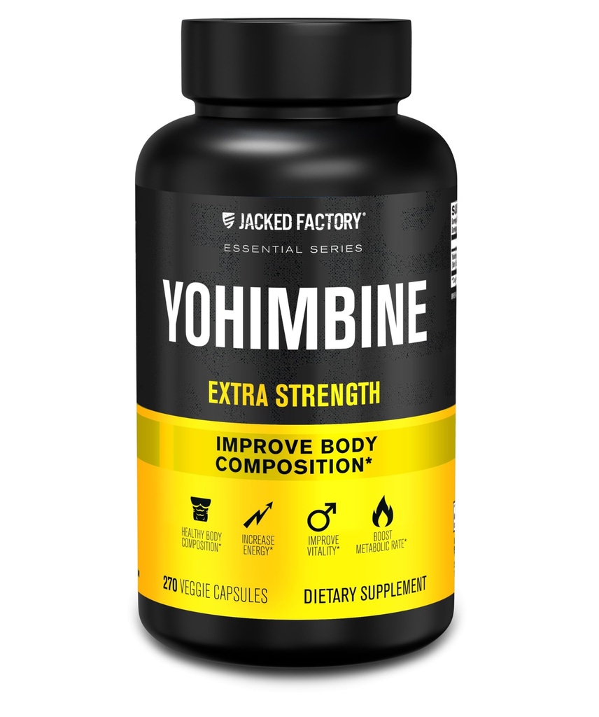 Ge Jacked Factory Yohimbine Extra Strength Supplement, 270 Capsules - Premium Yohimbe Bark Extract voor ervaren gebruikers - Body Recomposition, Energy & More - Zero Fillers - 270 Veggie Capsule Pillen