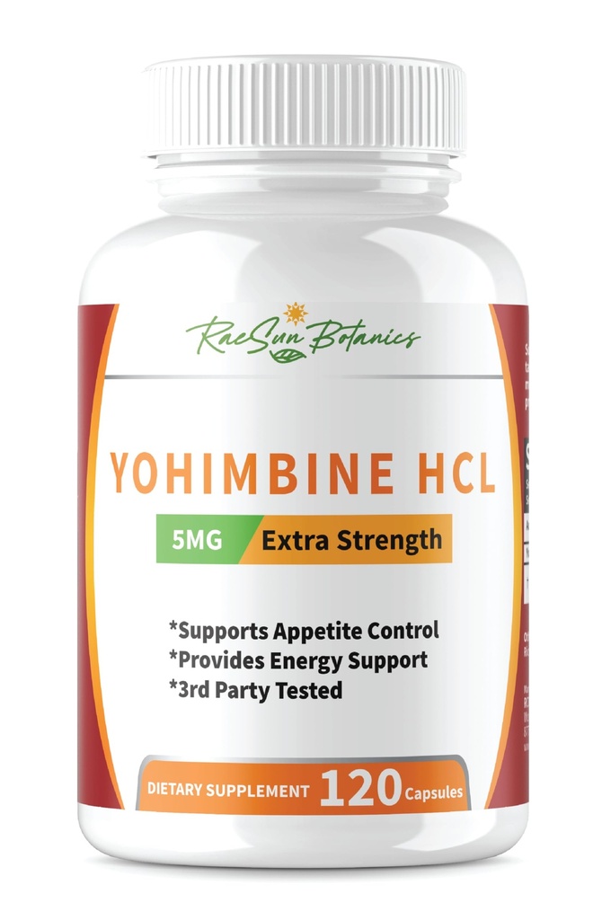 Yohimbine HCL Bark Extract Extra Sterkte Supplement 5mg x 120ct Capsules Premium vetbrander, gewichtsverlies, eetlustcontrole, mannelijke ondersteuning, energie, en meer