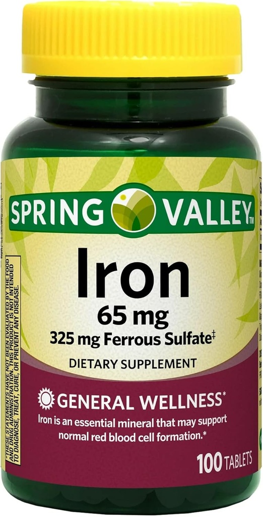 Spring Valley - Iron 65 mg, 100 tabletten