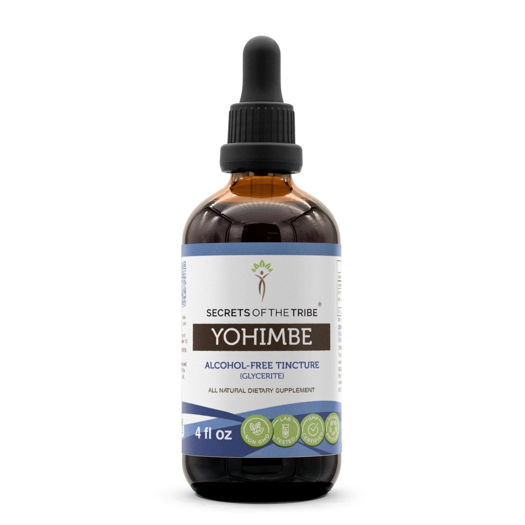 Geheimen van de stam Yohimbe Alcoholvrije Liquid Extract, Wildcrafted Pausinystalia yohimbe Gedroogde Bast (4 FL OZ)