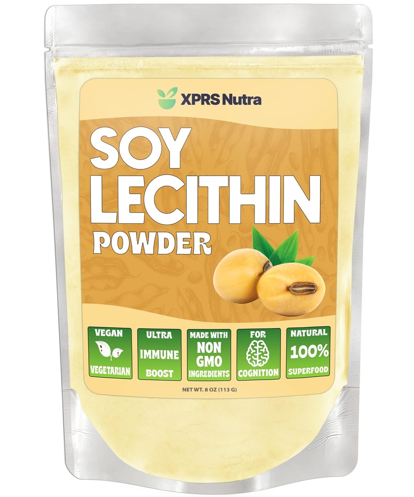 XPRS Nutra Soy Lecithin Powder Food Grade Fat Emulgator - Geschikt voor koken, bakken en meer - Vegan Friendly Soy Lecithin Powder Cooking Aid (8 Ounce)