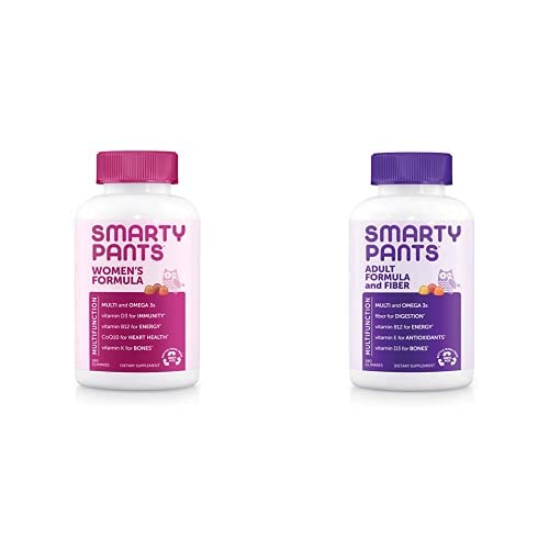 SmartyPants Womens and Adult Fiber Bundle: (1) Womens Formula and (1) Adult Probiotic Gummy Vitamins