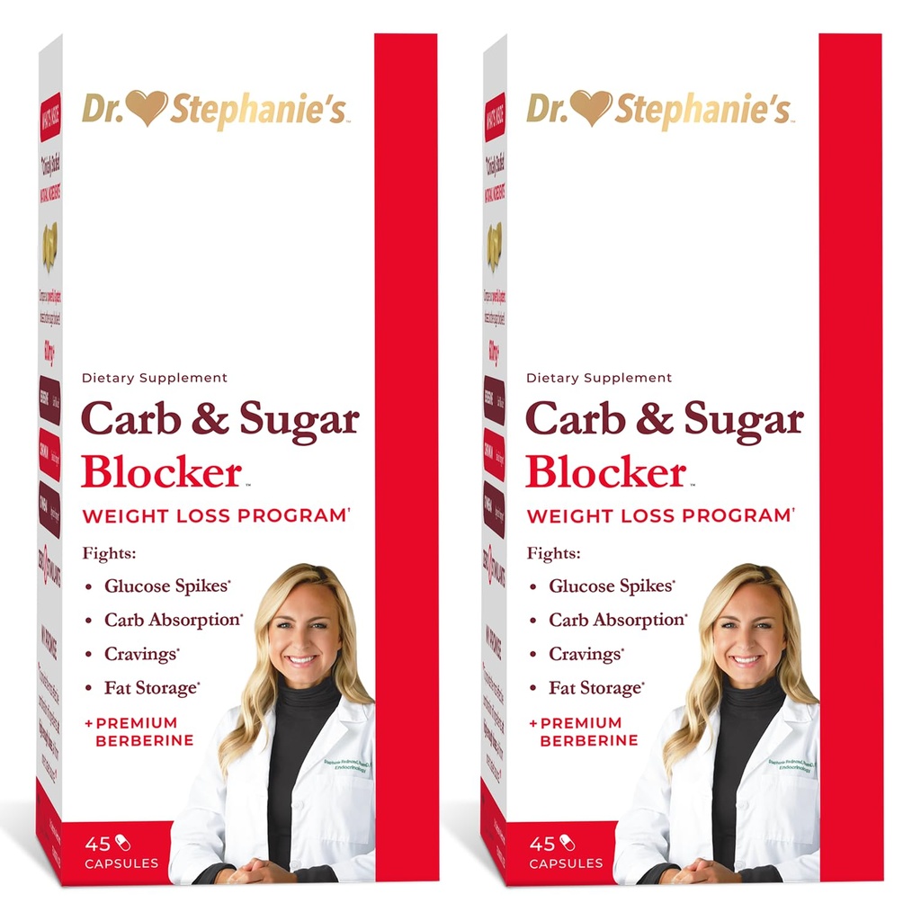 Dr. Stephanie's Mealtime Carb & Sugar Blocker - Reduce Digeted Carbs & Sugars, Sticulant-Free (2 Pack)