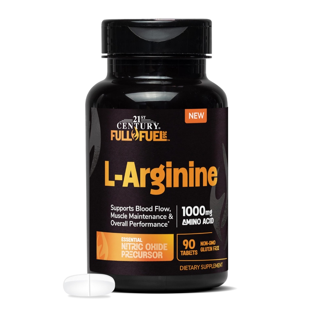 21e eeuw volledige brandstof 365 L-Arginine 1000mg, 90 Telling, Aminozuur supplement voor spier, bloedstroom, & endurance ondersteuning, niet-GMO, glutenvrij