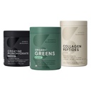 Sports Research® Organic Greens Superfood Powder w/Spirulina & Chlorella, Adaptogens, Enzymes, Probiotics & 8 VIT Bs & Creatine Monohydrate & Collagen eptides, Unflavored, Hydrolyzed Type 1 & 3