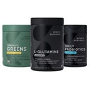 Sports Research® - Daily Probiotics with Prebiotics, 60 Billion CFU + L-Glutamine + Organic Greens Superfood Powder w/Spirulina, Chlorella, Adaptogens, Enzymes, Probiotics & 8 VIT B
