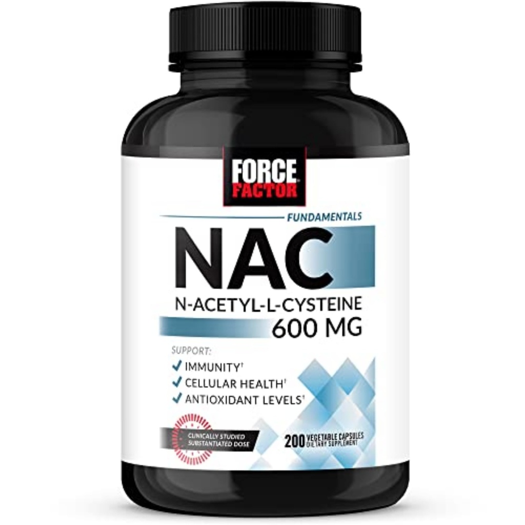 Force Factor NAC 600 mg, N-Acetyl Cysteine for Liver Health, Immune Support & Antioxidant Production, Clinically Studied Dose, 200 Servings