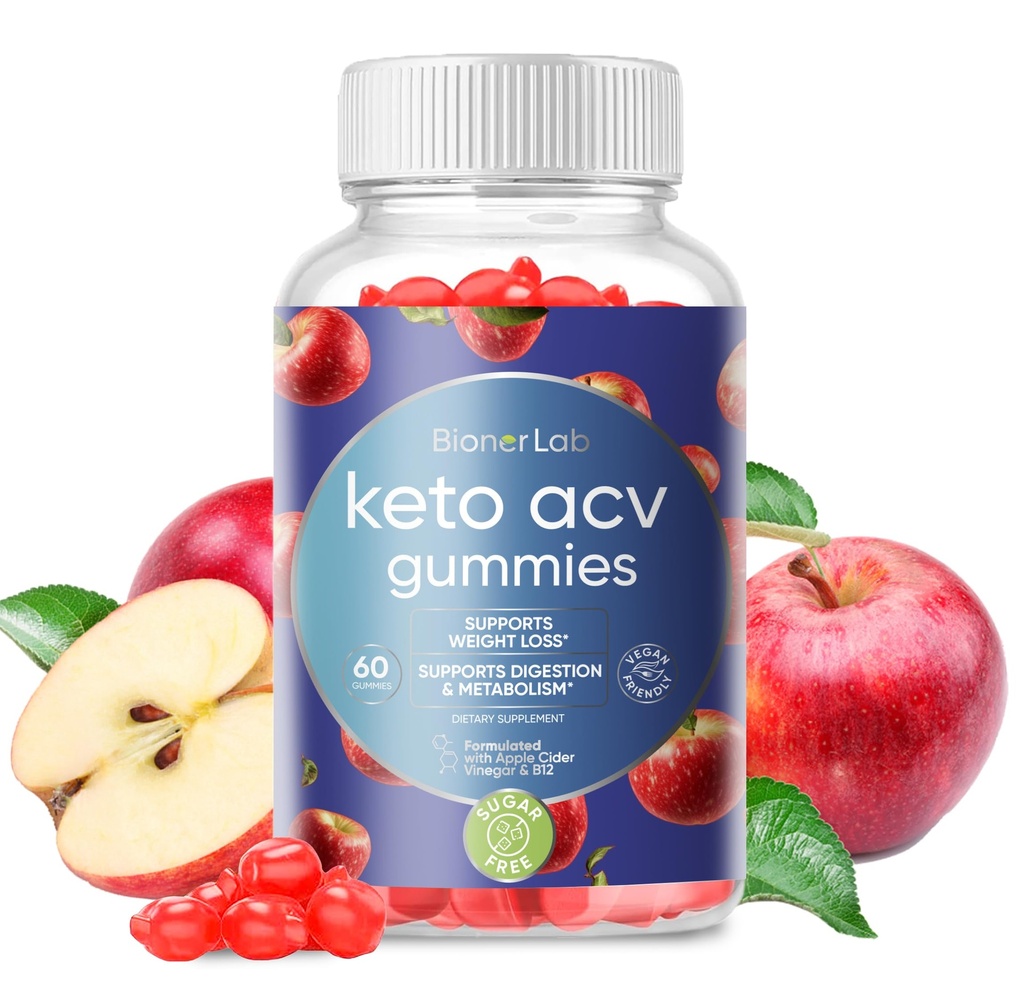 BionerLab Keto ACV Geavanceerde gewichtsverlies Gummies - Apple Cider Vinegar Gummy voor buikvet brand - Ondersteuning Metabolisme Vertering Boost - Suikervrij met B12 B6 tot verlies Gewicht & Ketogene Dieet Management