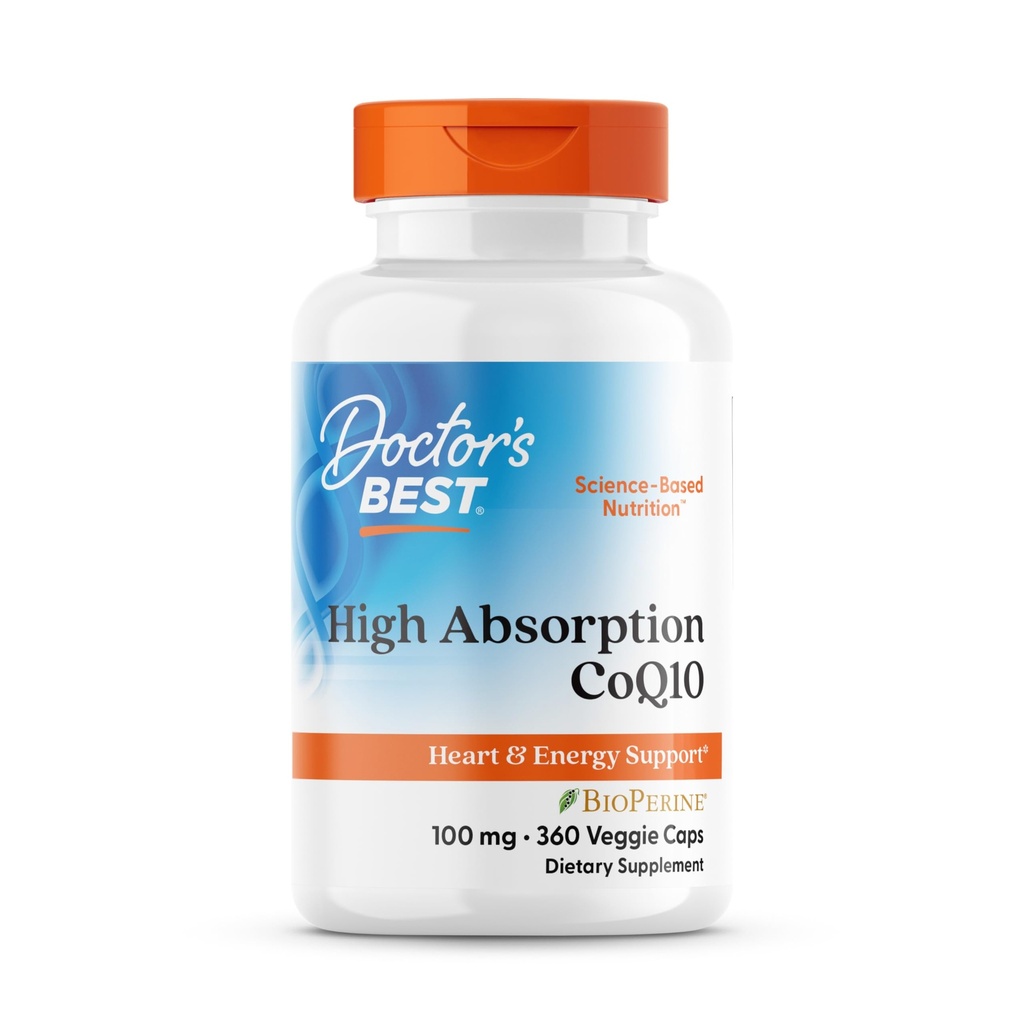 Best Hoge Absorptie CoQ10 van de arts met BioPerine Supplement - Co-enzym Q10 Caps voor Hartgezondheid en Antioxidant Ondersteuning, Natuurlijk Gefermenteerde CoQ10 - 360 Veg Capsules