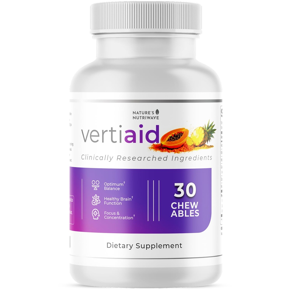 VertiAid – Natural Daily Supplement with Vitamins, Minerals & Botanicals – Non-GMO, No Stimulants, Made in USA, Easy to Take – 30 Chewable Tablets, 1 Month Supply