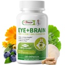 Eye + Brain Supplements for Memory and Focus, Lutein 40mg, Zeaxanthine, Astaxanthine, Bilberry, Lion