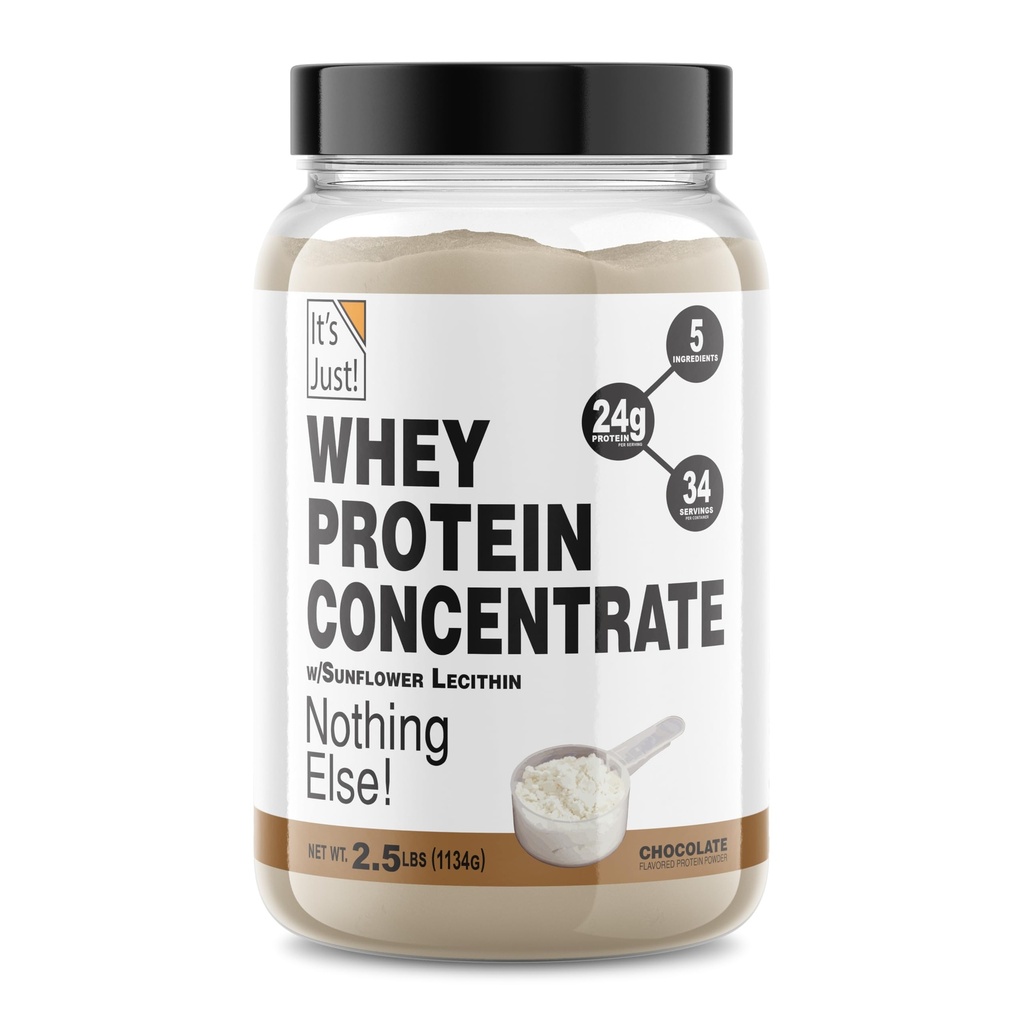 It's Just! - 100% Whey Protein Concentrate, Made in USA, Premium WPC-80, Natural Cocoa Powder (2.5 Pound, Chocolate)