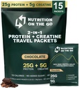 Nutrition On The Go Wei Protein Isolate Packets with Creatine - 25g Proteïne + 5g Creatine - Single-Serve Travel Proteïne Poeder - 5.9g BCAA's, Keto & Low-Carb, Gluten-Free - Chocolade (15-pack)