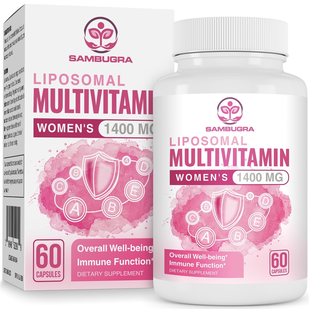 Liposomale Multivitamine voor Vrouwen 1400MG - Womens Daily Multi Vitaminen Supplementen met ijzer, vitamine A, C, D, E en B Complex voor Immune Health, Hair & Skin Support voor Vrouwen 18+,60 Vegan Capsules