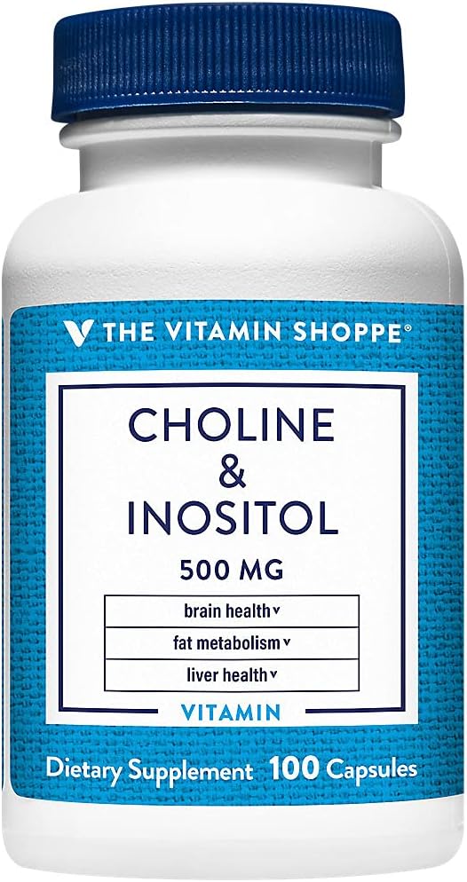 De vitamine Shoppe Choline & Inositol 500MG, eenmaal daags supplement voor vetmetabolisme & hersengezondheid (100 capsules)