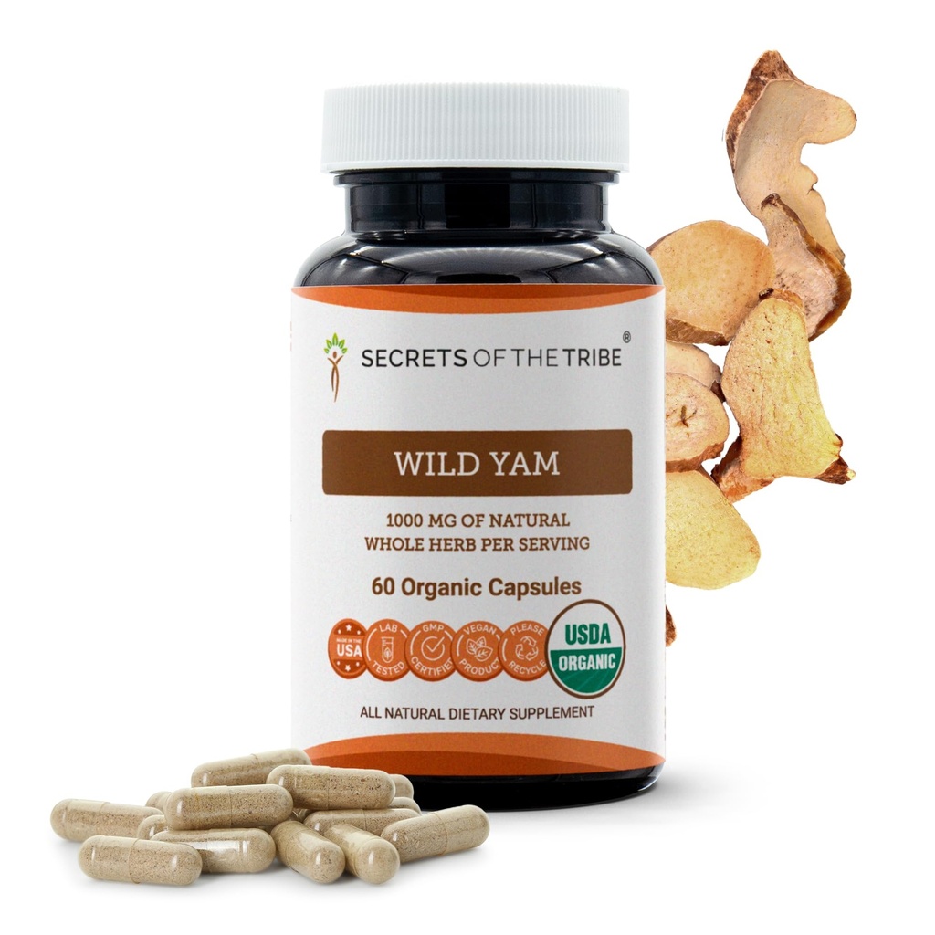 Geheimen van de Stam Wild Yam USDA Biologische 60 Capsules Gemaakt met Biologische Vegetarische Capsules en Responsibly gekweekte Wild Yam (Dioscorea Villosa) Gedroogde Wortel (60 Capsules)