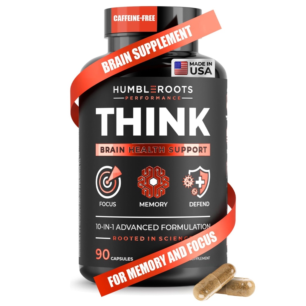 All-Natural Brain Supplement for Memory and Focus - Cafeine-Free Long-Term Cognitive Support - 10 Nootropic Ingrediënten Inclusief Lion