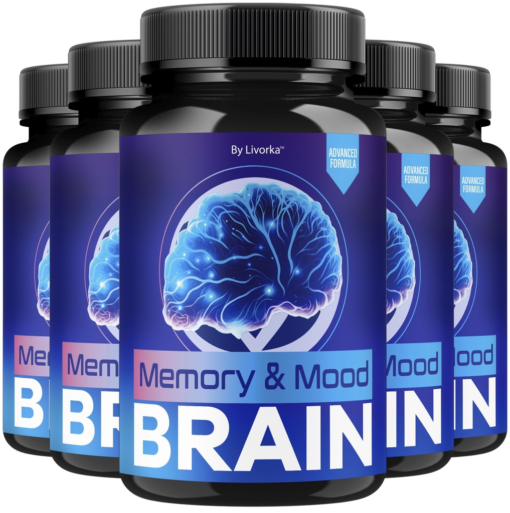 (5 Pack) Memory Mood and Brain Capsules - Official Daily Support Brain Health Supplement Pills Advanced Formula, Memory & Mood Brain & Memory Focus Reviews, 300 Capsules for 5 Months