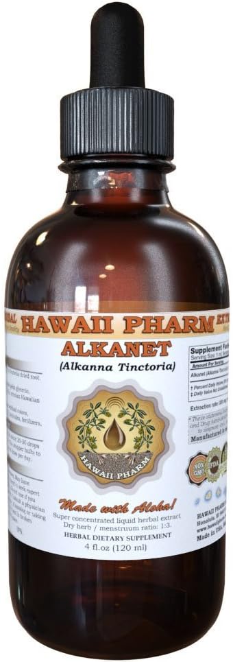 HawaiiPharm Alkanet Liquid Extract, Alkanet (Alkanna Tinctoria) Wortel Tinctuur Kruidensupplement 2 oz