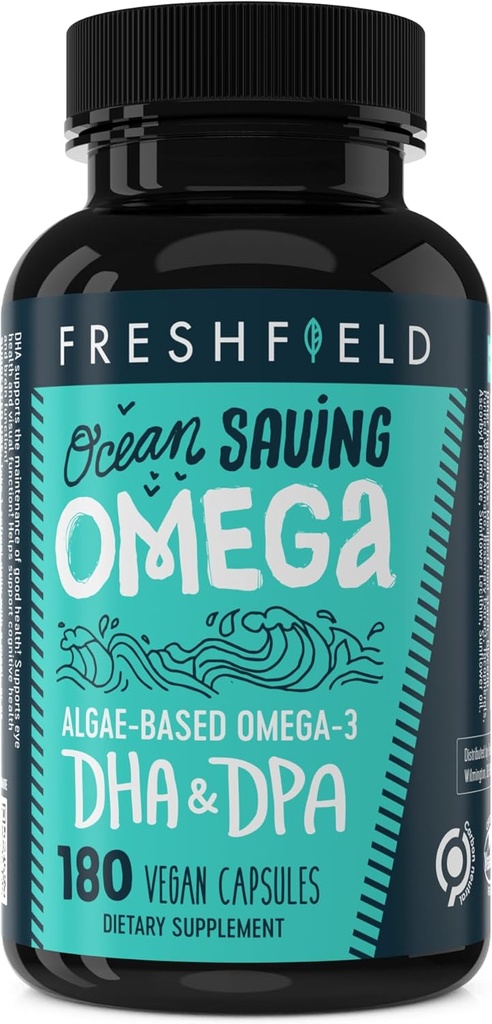 Ocean Saving Omega, Algen Omega 3, DHA Supplement, 6-maand levering, hoogste niveaus van DHA per capsule (440 mg), w/DPA