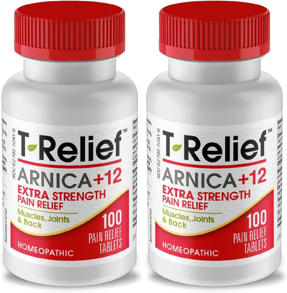 T-Relief Extra-Strength Arnica +12 Natural Relieving Actives for Back Pain gewrichtspijn Spierpijn & Stiffness, Fast-Acting Relief for Women & Men - 100 Tablets (2 Pack)