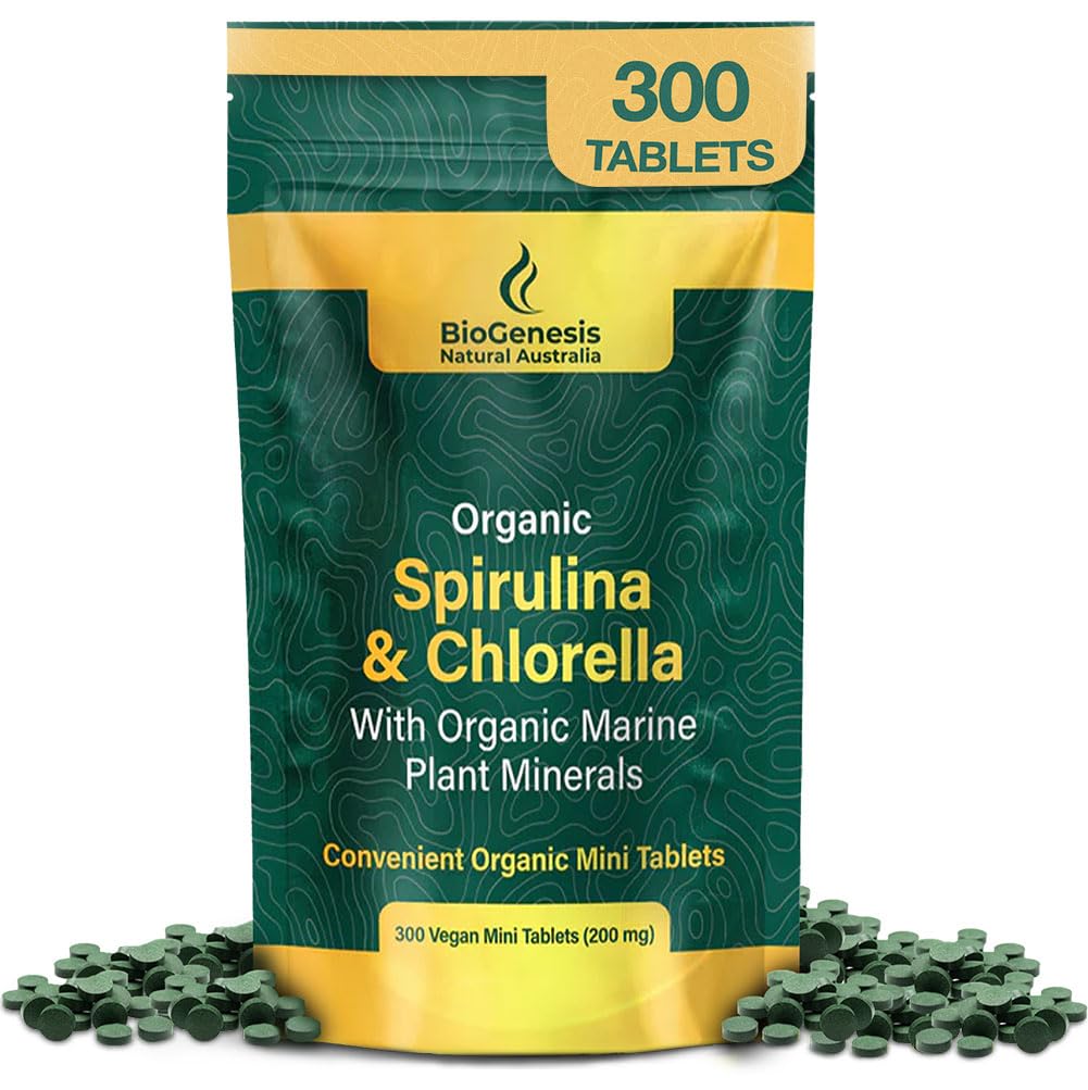 Biogenese Organische Spirulina, Chlorella & Marine Plant Minerals 300 Telling (200 mg) 