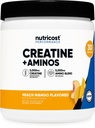 Nutricost Creatine + Aminos 30 Serves (Peach Mango Flavored) - 5.000mg Creatine Monohydraat + 5000mg Amino BCAA Blend Per Serving