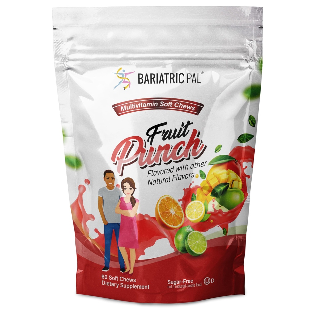 BariatricPal Iron-Free Multivitamin Soft Chew - Fruit Punch (60 Count)