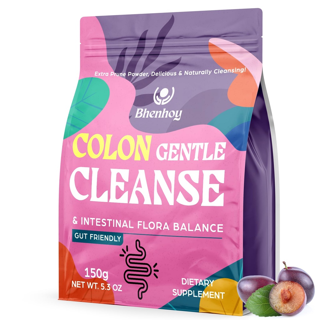 Colon Gentle Cleanse & Detox, Gut Cleanse Detox for Women & Men, for Digestion, Gut Health*, Intestinal Flora*, Constipation*, with 7 Probiotics, Psyllium Husk Powder & Fiber Supplement, Prune, 5.3 OZ
