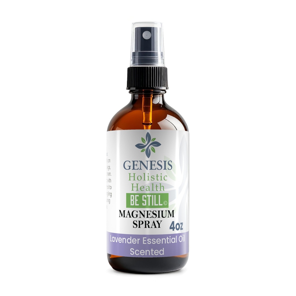 Genesis Be Still Magnesium Spray 4oz - Lavender Infused Magnesium Oil Spray for Relaxation, Muscle Comfort & Foot Care, Fast-Absorbing Topical Mineral Oil, Made in USA