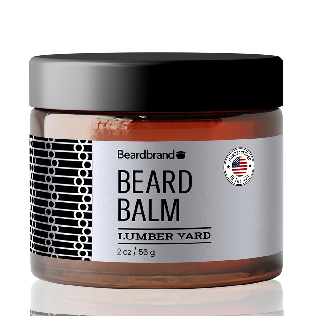 Beard Balm for Men - Utility Balm Travel Pack - Supports Thicker Beard, Lumber Yard Scent, Natural Ingredients Butter Reduces Dryness & Enhances Look - 2 oz