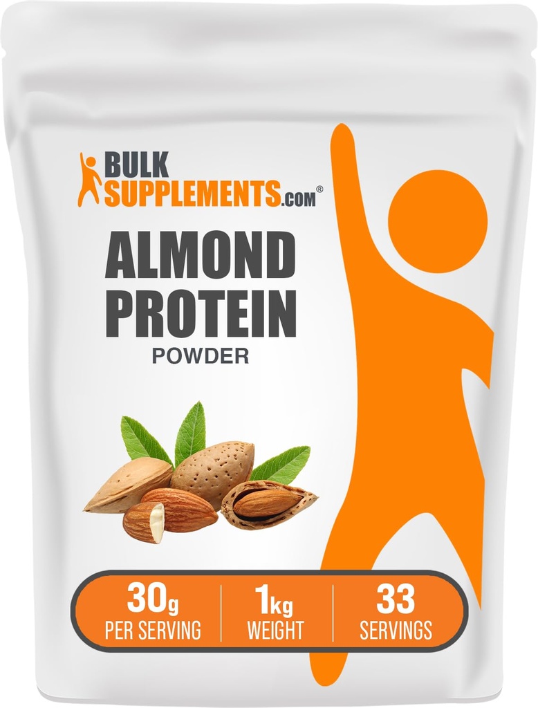 BulkSupplements.com Amandeleiwitpoeder - plantaardige proteïne, amandelpoeder - veganistisch, glutenvrij, & geen suiker, 30 g per portie, 1 kg (verpakking van 1)