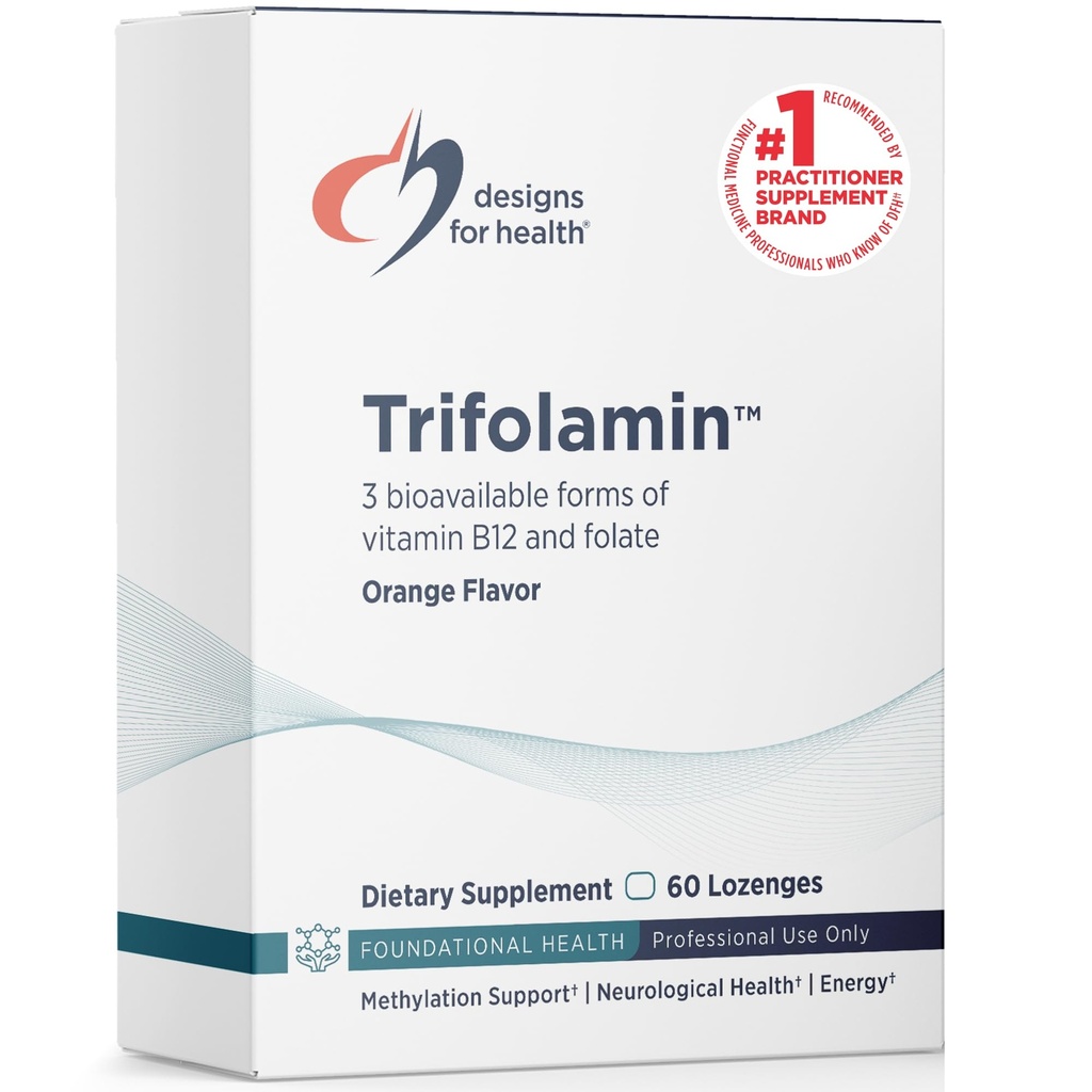 Designs for Health Trifolamin B12 + Folate Lozenges - 3000mcg B12 (Three Forms) + MTHF Methylfolate Supplement - Delicious Orange Flavor, Fast-Dissolve Tablets (60 Lozenges)