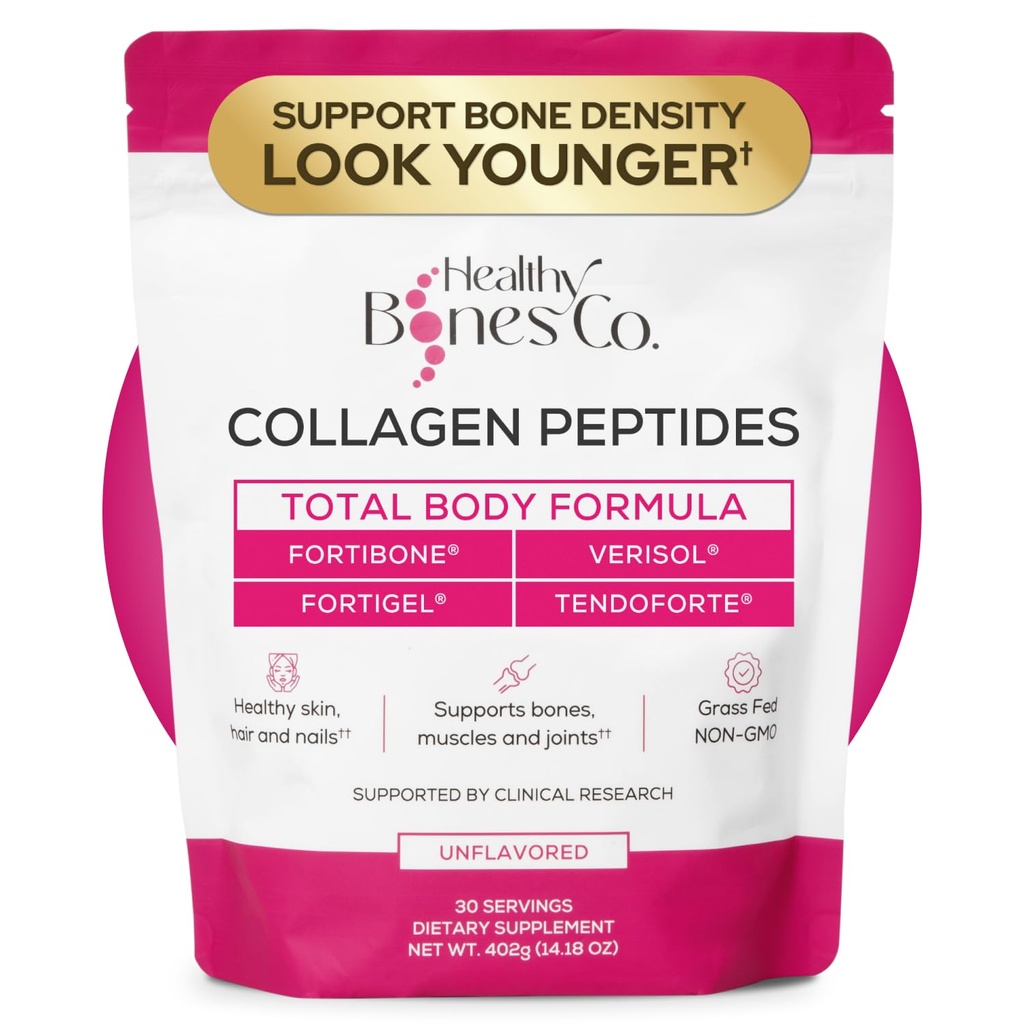 FORTIBONE® Premium Bone Health Collagen Peptides w/FORTIGEL®, VERISOL®, TENDOFORTE® | Clinically-Supported for Bones Joints Skin Hair Nails | Hydrolyzed Collagen Anti-Aging Formula | 30 Servings